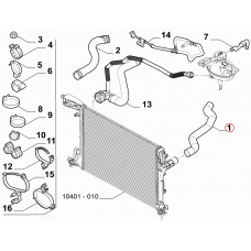 Патрубок охолоджувальної рідини лівий 1.4i (70kw) Tipo 2015- , Виробник: UCPA, OE: 52087265, 51983425