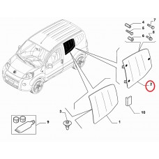 Скло бічне другий ряд ліве (жабра) Fiorino 2007- НОВЕ, Виробник: FIAT, OE: 1356662080, 8569TW