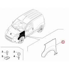 Крило ліве Fiorino 2007-, Виробник: FIAT, OE: 1386111080, 1352678080