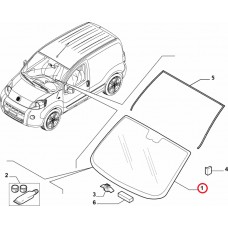 Скло лобове Fiorino 2016-, Виробник: FIAT, OE: 1394859080, 46865641