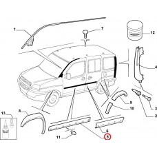 Молдинг дверей передніх лівих Doblo 2000-2005, Виробник: MGA, OE: 735294279