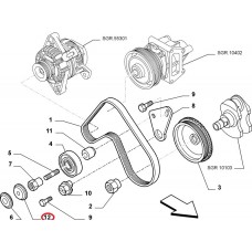 Кришка ролика натяжного ременя генератора 1.6i Doblo 2000-2016, Виробник: FIAT, OE: 46402172, 46537639