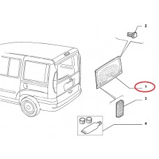 Скло кришки багажника-ляди з електропідігрівом Doblo 2000-2016 , Виробник: FIAT, OE: 46752971