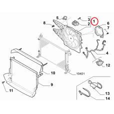 Дифузор з одним вентилятором Doblo 2009-  без АС, Виробник: NRF, OE: 51821155, 51859291