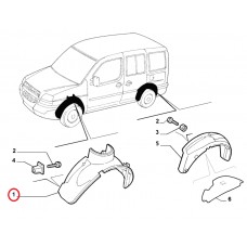 Підкрилок передній правий Doblo 2005-2016, Виробник: FIAT, OE: 51755107, 55172404