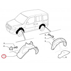 Підкрилок передній лівий Doblo 2005-2016 новий оригінал, Виробник: FIAT, OE: 51755108