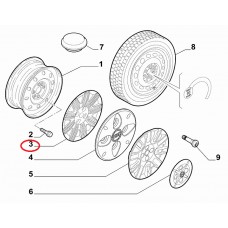 Ковпак колісний R14 (синій) Doblo 2000-2016, Виробник: FIAT, OE: 51766084, 6001070815