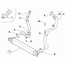 Радіатор інтеркулера 1.3MJTD Fiorino 2007-2016, 2016-..., Виробник: FIAT, OE: 51790623
