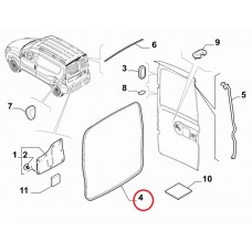Ущільнювач дверей багажника Doblo 2009- (розпашні двері) Виробник Sosa, Виробник: FIAT, OE: 51844575, 52003612, 51844576, 0020409
