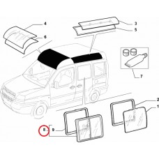 Скло бічне другий ряд ліве зсувне Doblo Panorama 2000-2016 , Виробник: FIAT, OE: 51848666