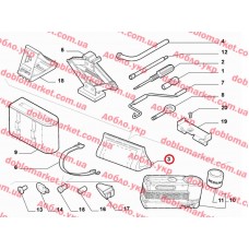 Комплект інструментів (домкрат,фіксатор колеса ... набір 8 інстр) Doblo 2009-, Виробник: FIAT, OE: 51874662, 51859325, 51926956,