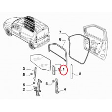 Скло передніх правих дверей Doblo 2009-..., Виробник: FIAT, OE: 51893658, 51907724