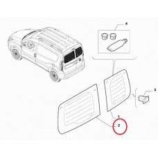 Скло заднє ліве з підігрівом Doblo 2009-..., Виробник: FIAT, OE: 51929830, 51907749, 51817932