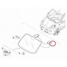 Скло лобове Doblo 2009-, Виробник: FIAT, OE: 51810660, 51930645, 51989631, 51989633, 51989633