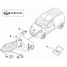 Фара ліва Fiorino 2007-2016, 2016-... (OPAR), Виробник: FIAT, OE: 52063592, 1353198080, 52086842, 52060153