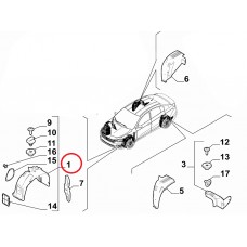 Підкрилок передній лівий Tipo 2015- , Виробник: FIAT, OE: 52126643, 52109678, 52090960, 52063258, 51984531