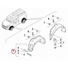 Підкрилок передній лівий Doblo 2015-2023, Виробник: FIAT, OE: 51974386, 52128357, 52065555, 52128360, 52065558, 51974400