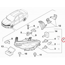 Фара права Tipo 2015-2021, 2020-...(чорна) , Виробник: FIAT, OE: 52214456, 52145159, 52113796, 52113622, 52108559