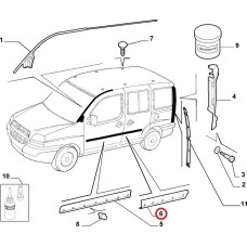 Молдинг дверей задніх правих Doblo 2005-2016, Виробник: PLEKSAN, OE: 735417816