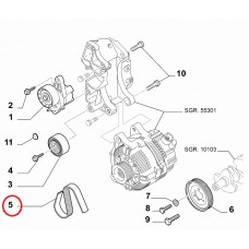 Ремінь генератора 1.4i Fiorino 2007-2016, без АС 6PK1230, Виробник: DAYCO, OE: 9651255580