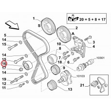 Ролик ГРМ натяжний 1.6i Doblo 2000-2016, Виробник: FIAT, OE: 46792898, 46416489, 71734799