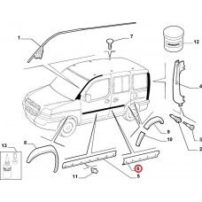 Молдинг дверей задніх лівих Doblo 2000-2005 Виробник MGA, Виробник: FIAT, OE: 735294281