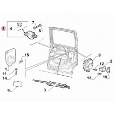 Ручка дверей зсувних правих зовнішня Doblo 2005-2016, Виробник: FIAT, OE: 735435380