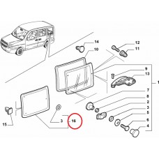 Скло бічне третій ряд праве Doblo 2005-2016 , Виробник: FIAT, OE: 735437172