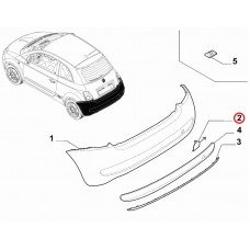 Заглушка заднього бампера хромована Fiat 500 2012-2015, Виробник: FIAT, OE: 735455393