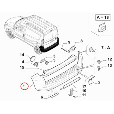 Бампер задній Doblo 2009-, Виробник: FIAT, OE: 1404479, 735497862, 735497863, 735497866, 735509139, 735509140, 735509144,