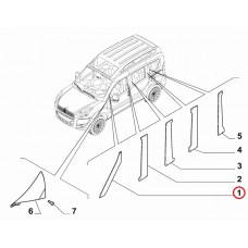 Декоративна накладка передньої правої стійки зовнішня Doblo 2009-2015, 2015-2023, Виробник: FIAT, OE: 735498059