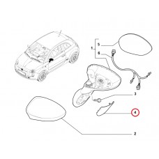 Декоративна накладка дзеркала права (бокова) Fiat 500, Виробник: FIAT, OE: 735450655, 735642839