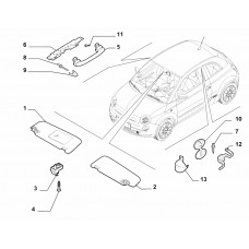 Козирок сонцезахисний лівий Fiat 500, Виробник: FIAT, OE: 735643362,735452611, 735734937, 735734947