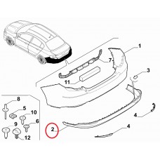 Спойлер (губа) бампера заднього нижній Tipo 2015-, Виробник: FIAT, OE: 735659883, 735631629