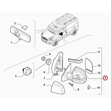 Дзеркало праве Doblo 2009-2015 (джойстик), Виробник: FIAT, OE: 735668166, 735497881, 735645671, 735528038, 735624007