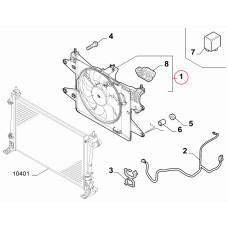 Дифузор з одним вентилятором + АС 1.4i, 1.6i Doblo 2005-2016, Виробник: MGA, OE: 51768022, 51774951