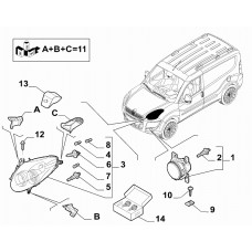 Кріплення протитуманної фари праве Doblo 2009-2015, Виробник: MGA, OE: 51814396, 6001071396