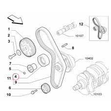 Ролик натяжний ременя ГРМ 1.2i Doblo 2000-2005, Виробник: DAYCO, OE: 5972277, 71740977