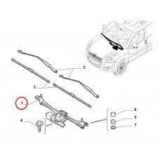 Механізм склоочисника переднього Doblo 2009-..(без мотора) трапеція двірників, Виробник: ZENON, OE: 51810592