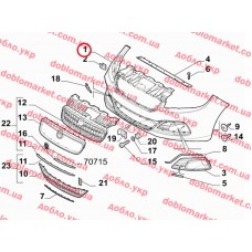 Бампер передній Linea 2007-2017, Виробник: EUROBUMP, OE: 735548097, 735592387
