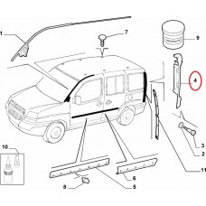Решітка стопа ліва (кришка багажника) Doblo 2005-2016, Виробник: MARAL PLASTIK, OE: 735423638