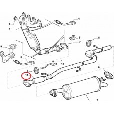 Труба вихлопна з гнучким з\'єднанням (середня частина) 1.2i Doblo 2000-2005, Виробник: TOFAS, OE: 46835317, 46837588, 51770835,